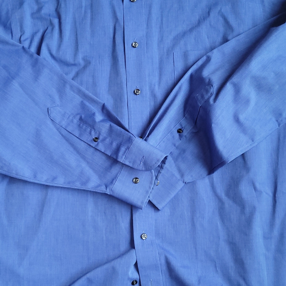 Stafford medium-blue, size 17, 34/35 sleeve, casual dress shirt - Picture 2 of 2